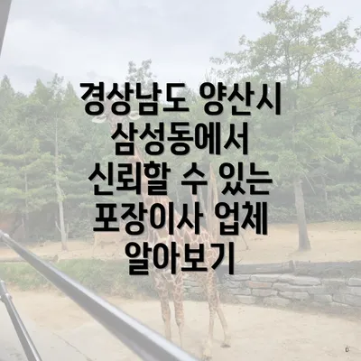 경상남도 양산시 삼성동에서 신뢰할 수 있는 포장이사 업체 알아보기