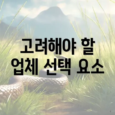고려해야 할 업체 선택 요소