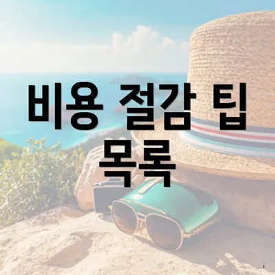 비용 절감 팁 목록