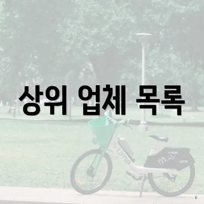 상위 업체 목록