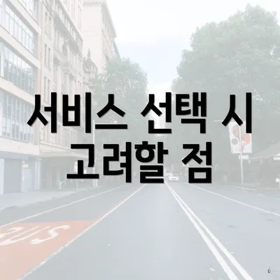 서비스 선택 시 고려할 점