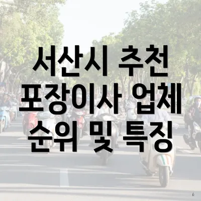 서산시 추천 포장이사 업체 순위 및 특징