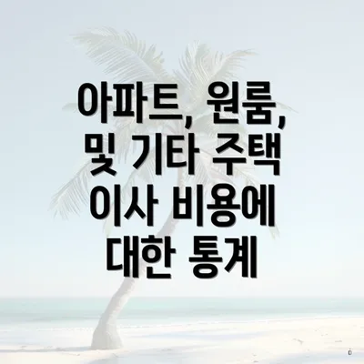 아파트, 원룸, 및 기타 주택 이사 비용에 대한 통계