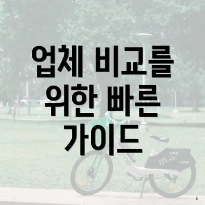 업체 비교를 위한 빠른 가이드