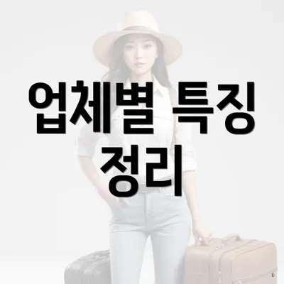 업체별 특징 정리