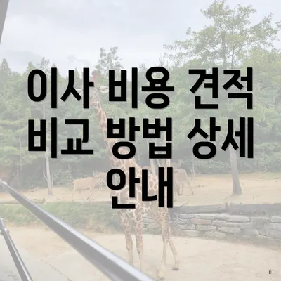 이사 비용 견적 비교 방법 상세 안내