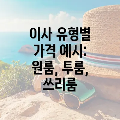 이사 유형별 가격 예시: 원룸, 투룸, 쓰리룸