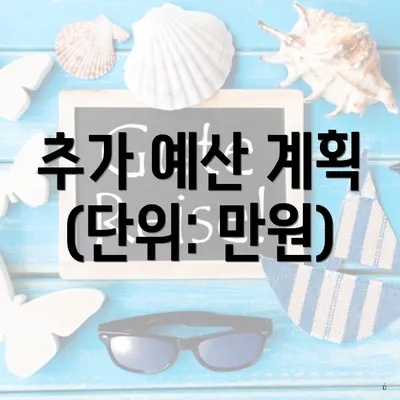 추가 예산 계획 (단위: 만원)