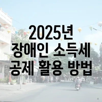 2025년 장애인 소득세 공제 활용 방법