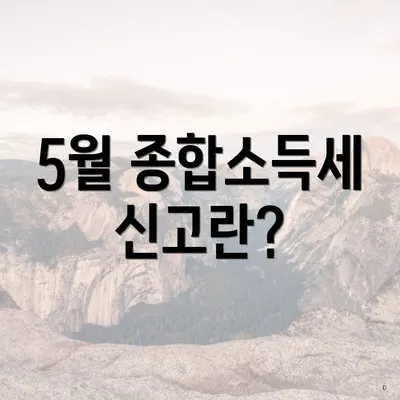 5월 종합소득세 신고란?