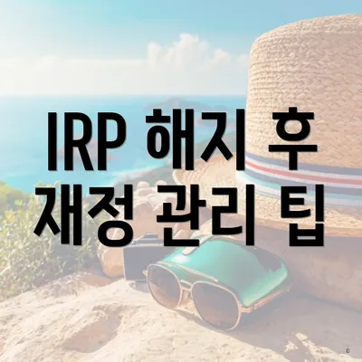 IRP 해지 후 재정 관리 팁