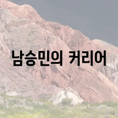 남승민의 커리어