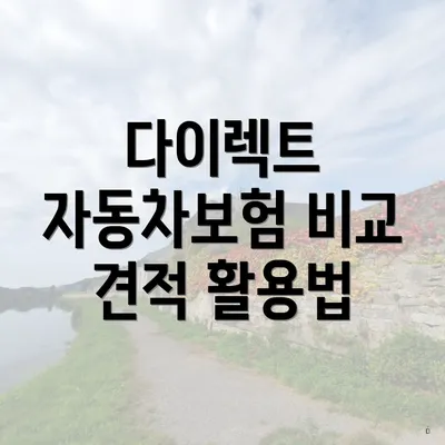 다이렉트 자동차보험 비교 견적 활용법