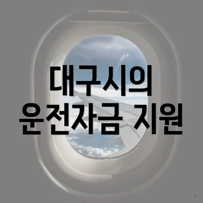 대구시의 운전자금 지원