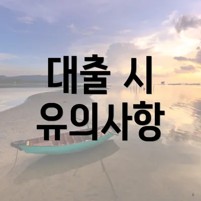 대출 시 유의사항