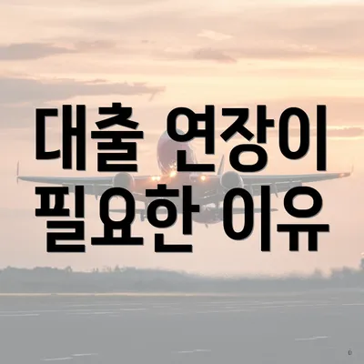 대출 연장이 필요한 이유