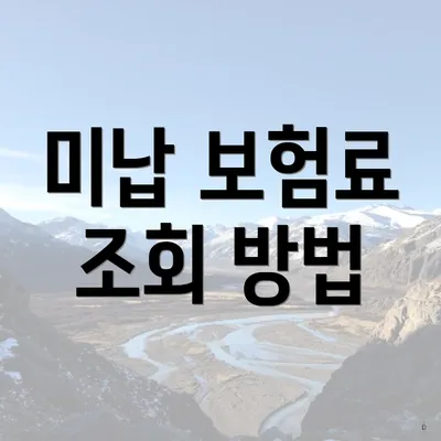 미납 보험료 조회 방법
