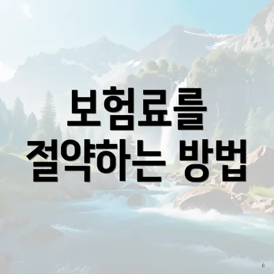 보험료를 절약하는 방법