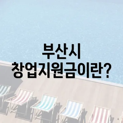 부산시 창업지원금이란?