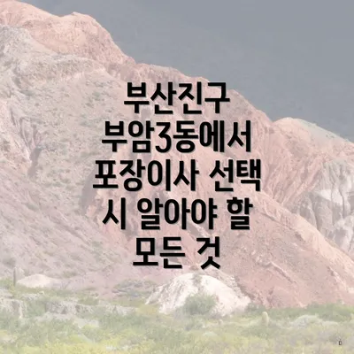 부산진구 부암3동에서 포장이사 선택 시 알아야 할 모든 것