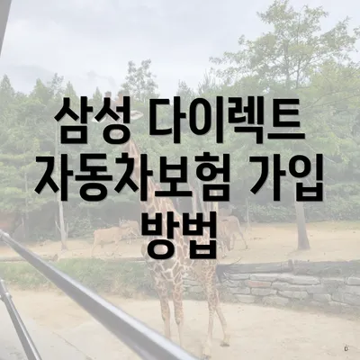 삼성 다이렉트 자동차보험 가입 방법