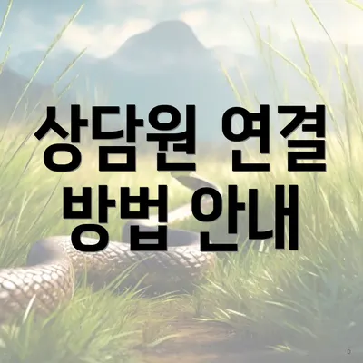 상담원 연결 방법 안내