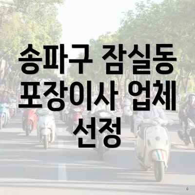 송파구 잠실동 포장이사 업체 선정