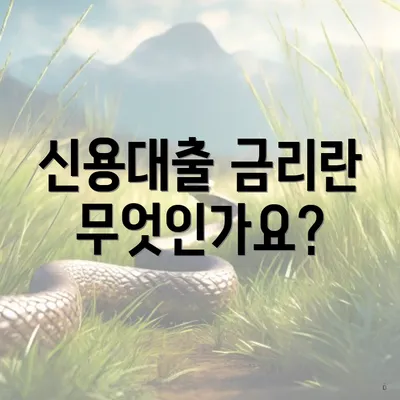 신용대출 금리란 무엇인가요?