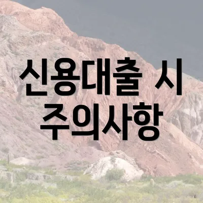 신용대출 시 주의사항