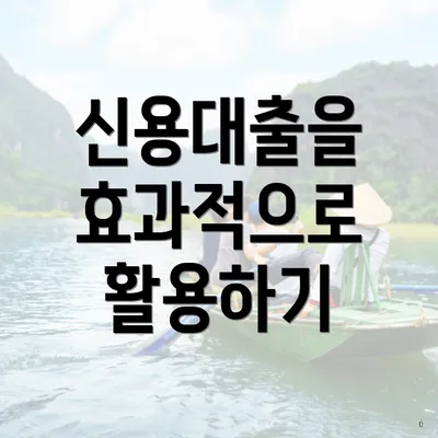 신용대출을 효과적으로 활용하기