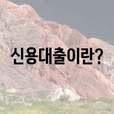 신용대출이란?