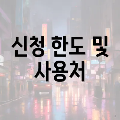 신청 한도 및 사용처