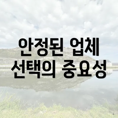 안정된 업체 선택의 중요성