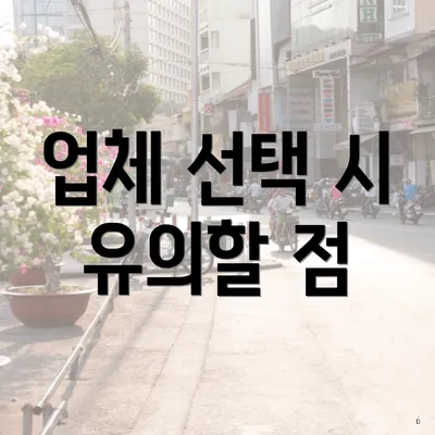 업체 선택 시 유의할 점