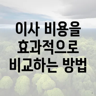 이사 비용을 효과적으로 비교하는 방법