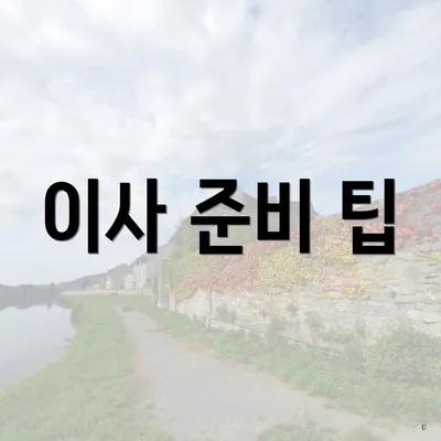 이사 준비 팁