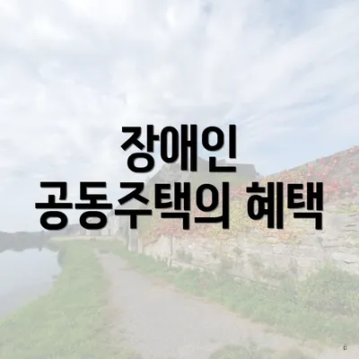 장애인 공동주택의 혜택