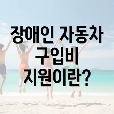 장애인 자동차 구입비 지원이란?