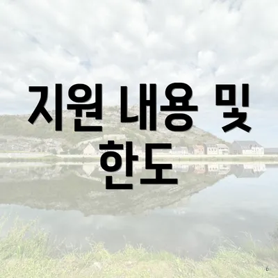 지원 내용 및 한도