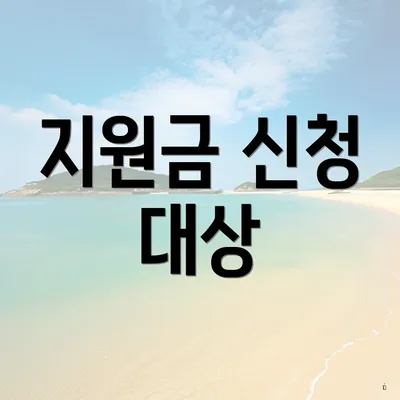 지원금 신청 대상