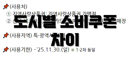 도시별 소비쿠폰 차이
