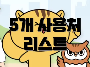 5개 사용처 리스트
